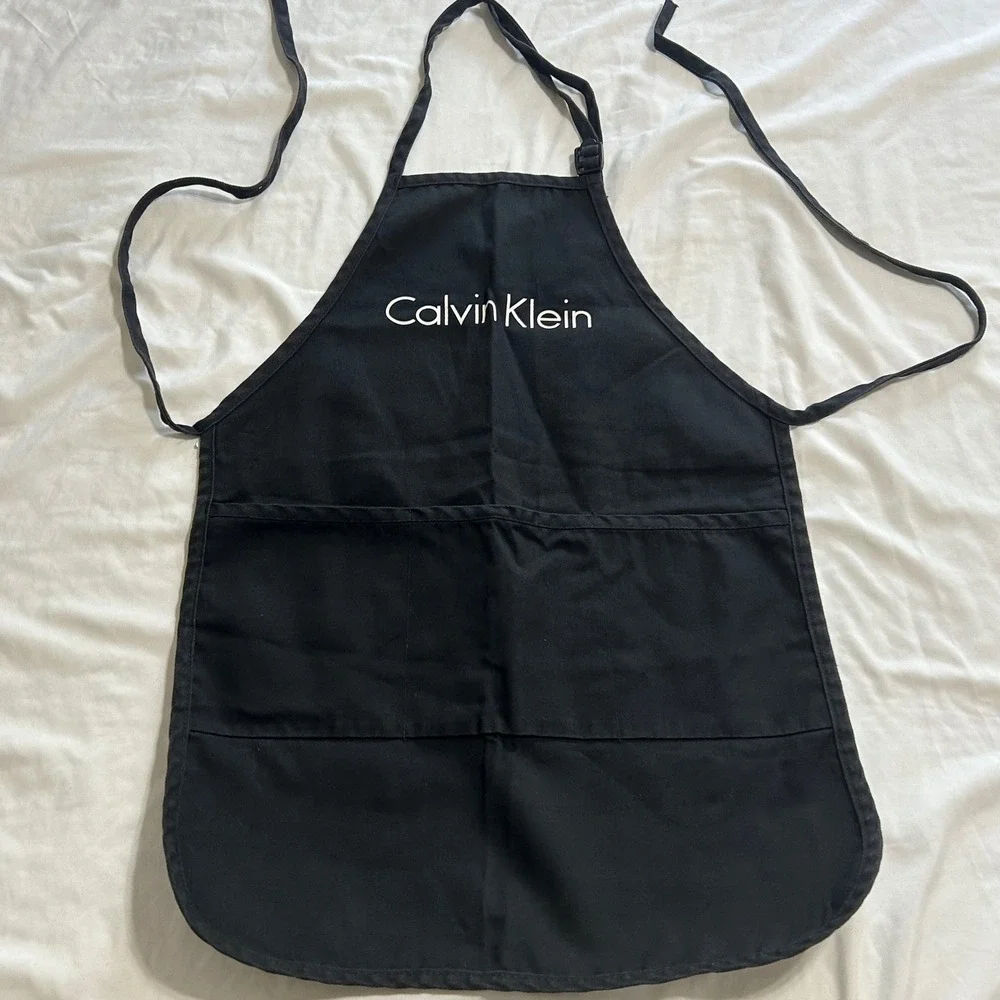 Vintage Calvin Klein Black Apron Logo 3-Pocket Made in USA Adjustable Strap